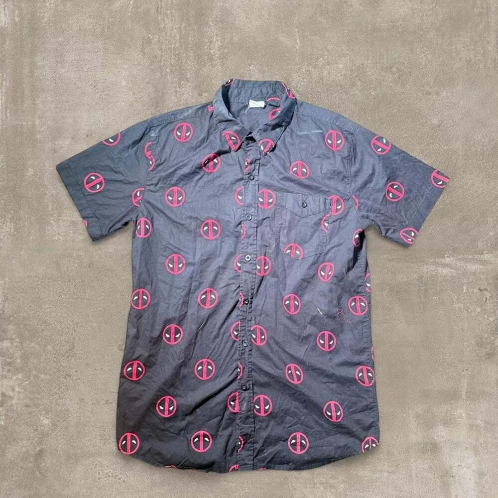 Marvel Deadpool All Over Print Short Sleeve Button Up Shirt